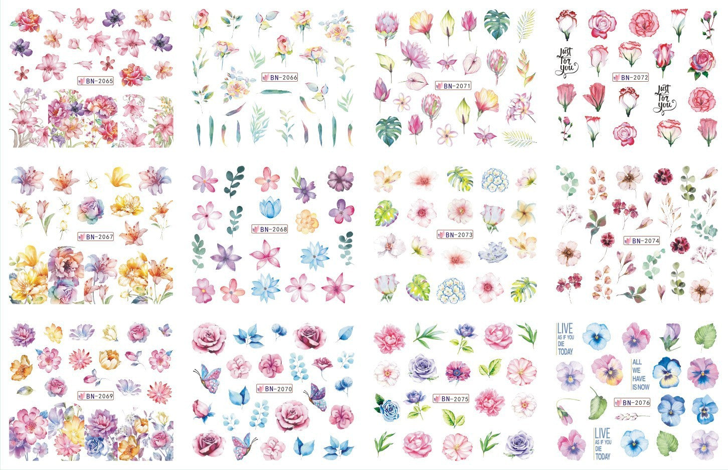HKM-543827 Nail Art Large Watermark Stickers - Tropical, Beach & Abstract Designs