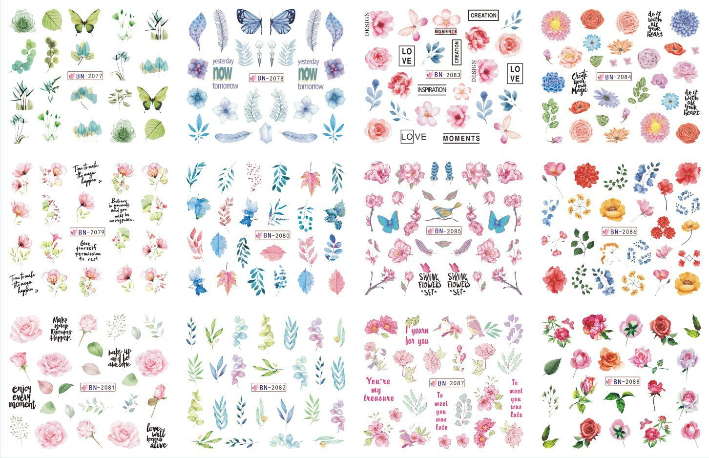 HKM-543827 Nail Art Large Watermark Stickers - Tropical, Beach & Abstract Designs