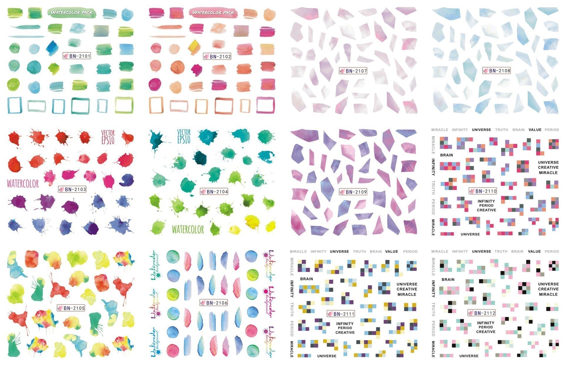 HKM-543827 Nail Art Large Watermark Stickers - Tropical, Beach & Abstract Designs