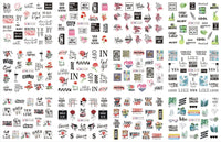 HKM-543827 Nail Art Large Watermark Stickers - Tropical, Beach & Abstract Designs