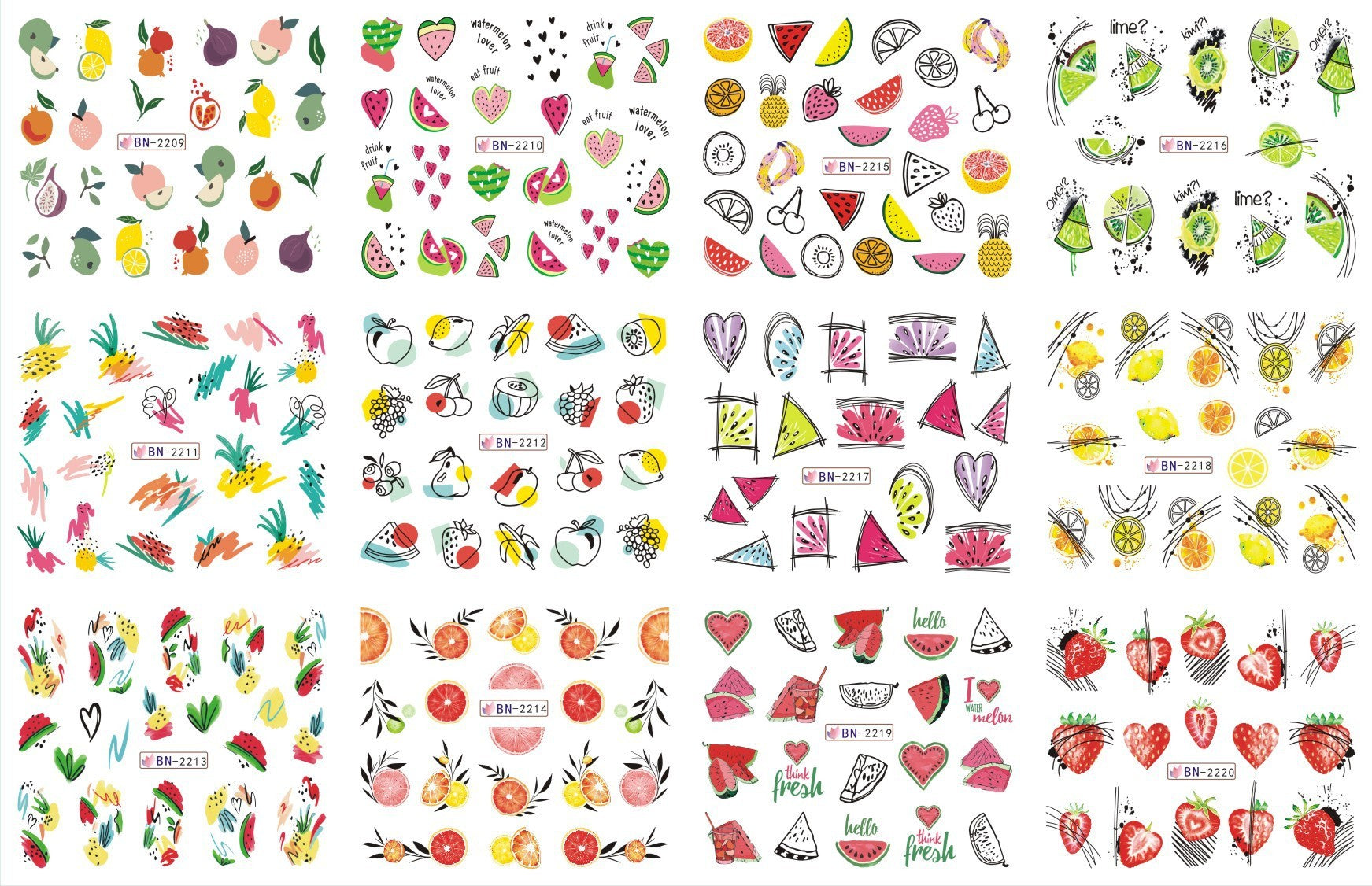 HKM-543827 Nail Art Large Watermark Stickers - Tropical, Beach & Abstract Designs