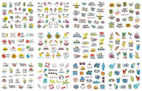HKM-543827 Nail Art Large Watermark Stickers - Tropical, Beach & Abstract Designs