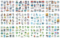 HKM-543827 Nail Art Large Watermark Stickers - Tropical, Beach & Abstract Designs