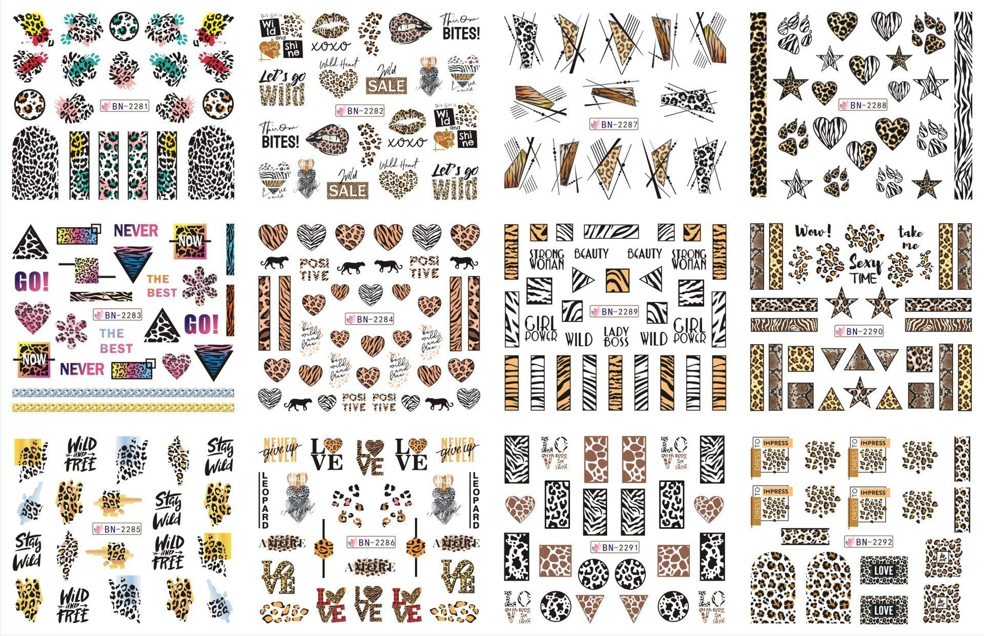 HKM-543827 Nail Art Large Watermark Stickers - Tropical, Beach & Abstract Designs