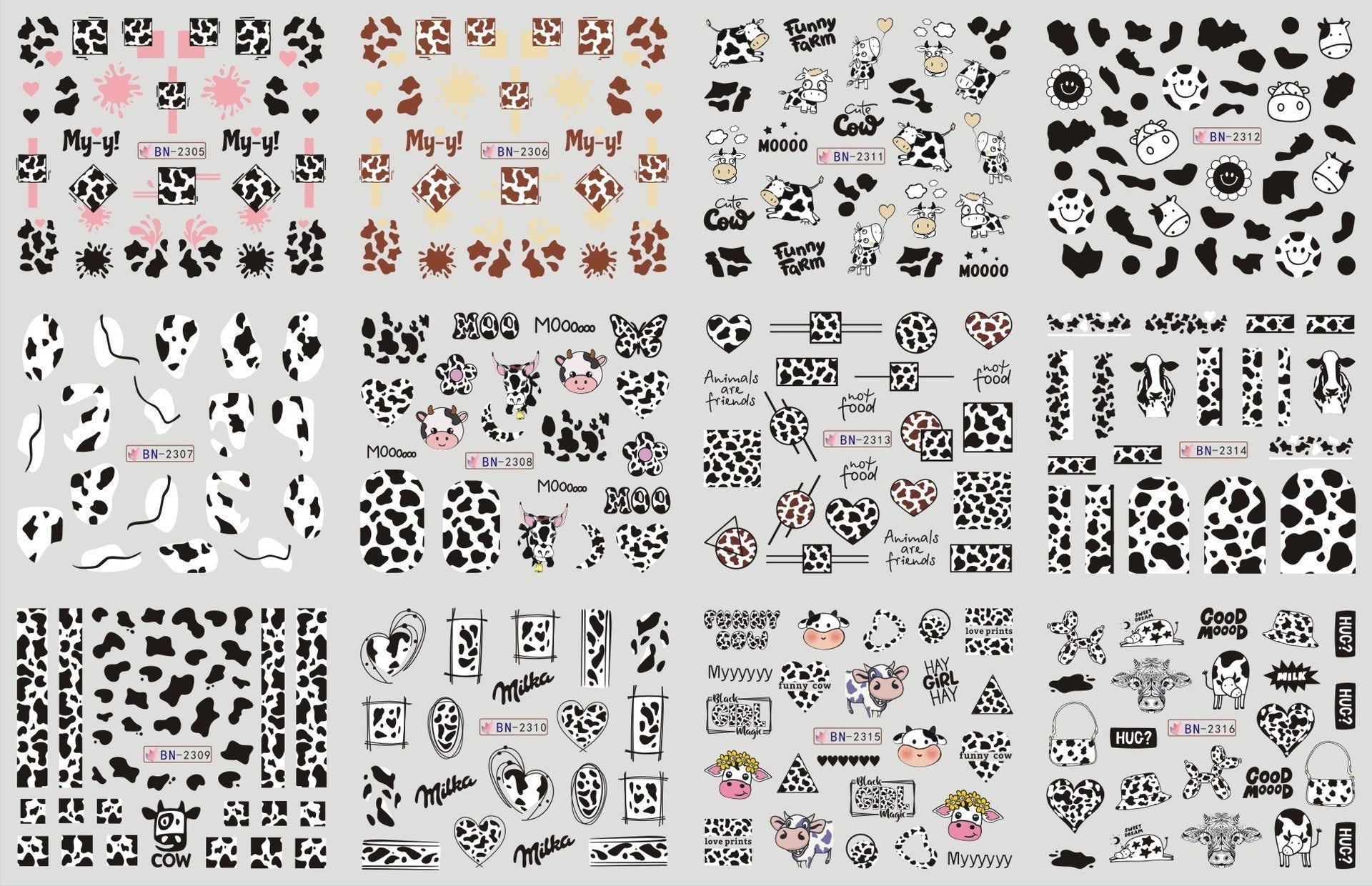 HKM-543827 Nail Art Large Watermark Stickers - Tropical, Beach & Abstract Designs
