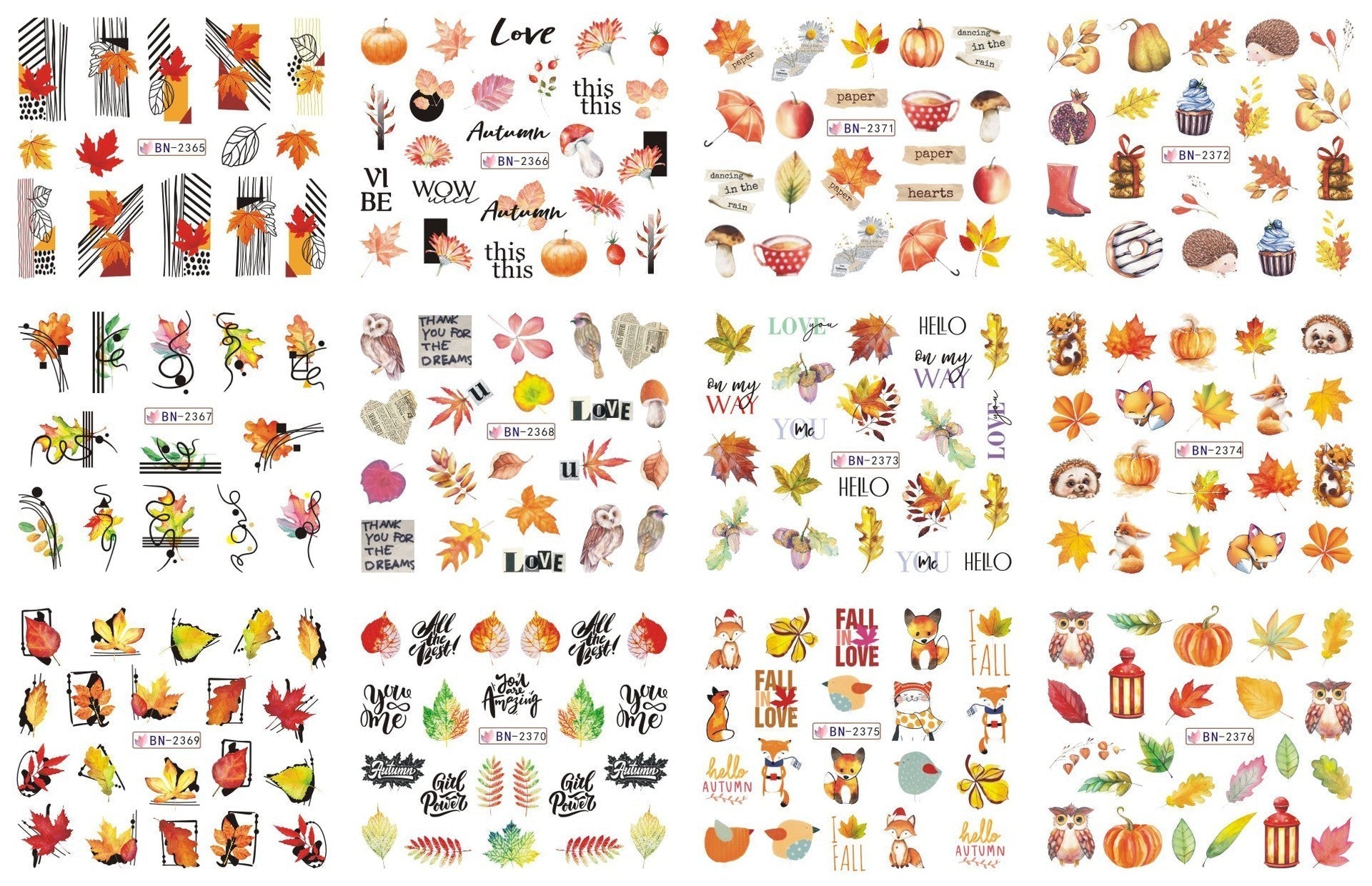 HKM-543827 Nail Art Large Watermark Stickers - Tropical, Beach & Abstract Designs