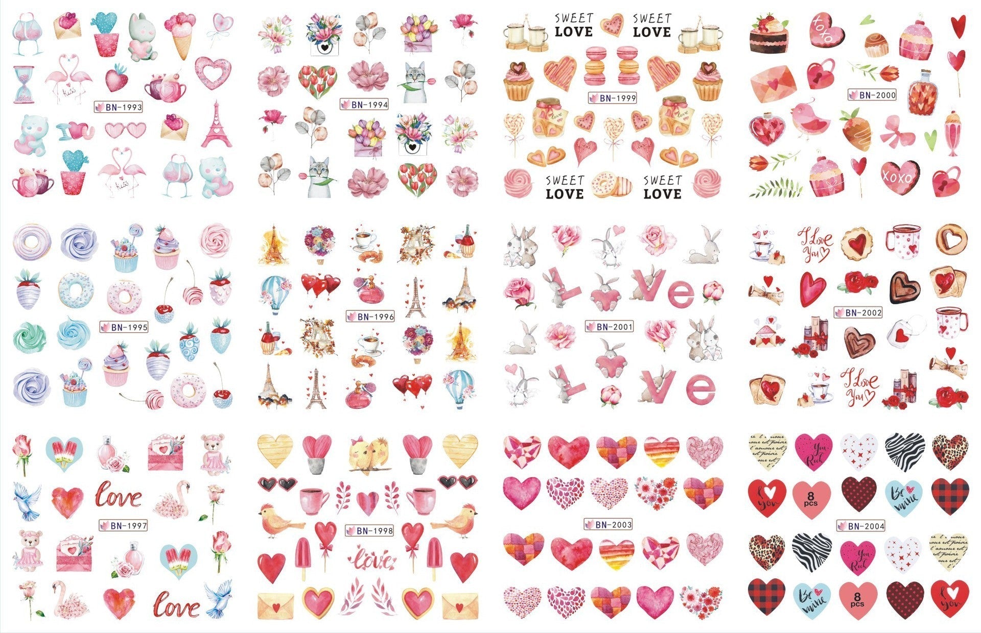 HKM-543827 Nail Art Large Watermark Stickers - Tropical, Beach & Abstract Designs