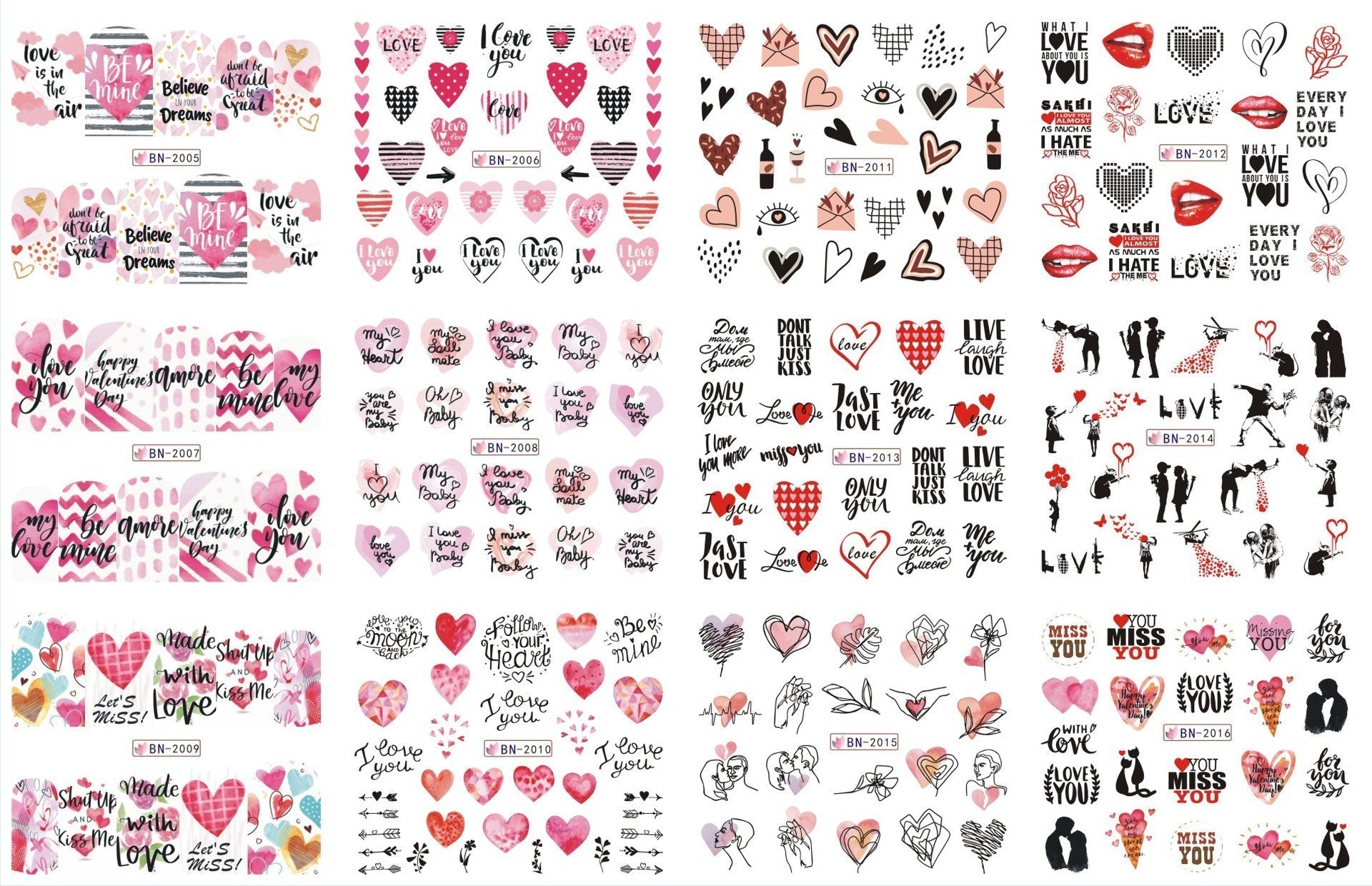 HKM-543827 Nail Art Large Watermark Stickers - Tropical, Beach & Abstract Designs