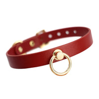 HKM-850643 Genuine Cowhide Neck Binding Collar with Drag Chain - Available in Black and Red Variants