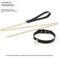 HKM-850643 Genuine Cowhide Neck Binding Collar with Drag Chain - Available in Black and Red Variants