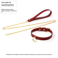 HKM-850643 Genuine Cowhide Neck Binding Collar with Drag Chain - Available in Black and Red Variants