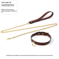 HKM-850643 Genuine Cowhide Neck Binding Collar with Drag Chain - Available in Black and Red Variants