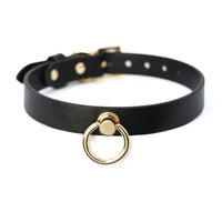 HKM-850643 Genuine Cowhide Neck Binding Collar with Drag Chain - Available in Black and Red Variants