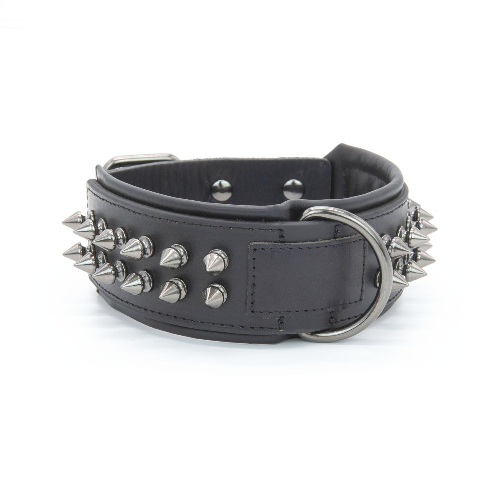 HKM-779859 Leather Dog Collar with Rivets - Available in Various Colors and Sizes