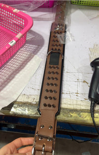 HKM-779859 Leather Dog Collar with Rivets - Available in Various Colors and Sizes