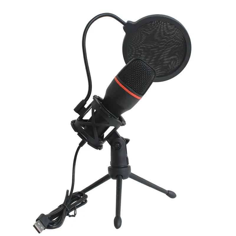 KTX-243731 USB Condenser Microphone for Live Recording with Tripod and Noise Reduction