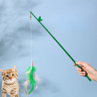 HKM-285971 Interactive Cat Feather Wand with Bell - Durable, Safe and Engaging Toy for Cats of All Ages