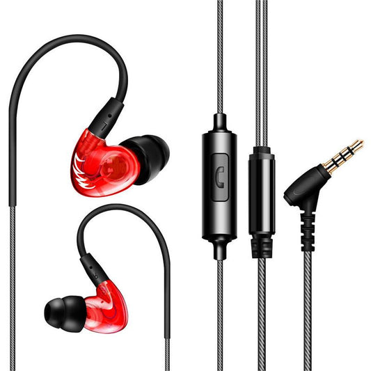 KTX-192275 F1 Pro Sports Heavy Bass HIFI In-Ear Headphones with Silicone Earplugs, 3.5mm Jack, Red or Blue