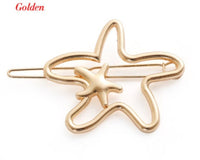 HKM-807379 Geometric Hairpin with White Crystal Accents - Alloy and Plastic/Resin Design