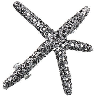 HKM-807379 Geometric Hairpin with White Crystal Accents - Alloy and Plastic/Resin Design