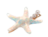 HKM-807379 Geometric Hairpin with White Crystal Accents - Alloy and Plastic/Resin Design