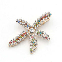 HKM-807379 Geometric Hairpin with White Crystal Accents - Alloy and Plastic/Resin Design