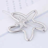 HKM-807379 Geometric Hairpin with White Crystal Accents - Alloy and Plastic/Resin Design