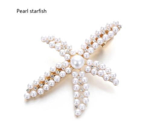 HKM-807379 Geometric Hairpin with White Crystal Accents - Alloy and Plastic/Resin Design