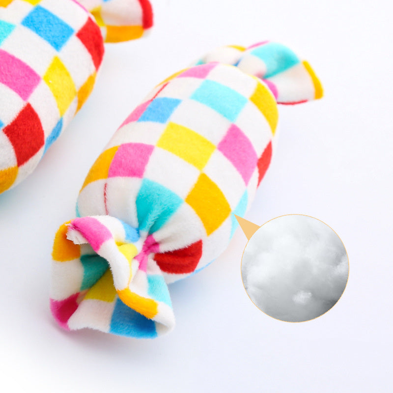 HKM-779987 Interactive Plush Dog Toy with Sound and Dental Cleaning Functions - Candy Square Puzzle