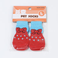 HKM-772307 Warm Cotton Pet Socks with Anti-Slip Design for Small and Medium Dogs - Set of 4