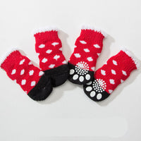 HKM-772307 Warm Cotton Pet Socks with Anti-Slip Design for Small and Medium Dogs - Set of 4