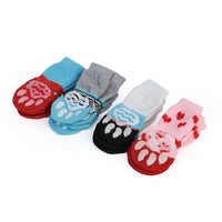 HKM-772307 Warm Cotton Pet Socks with Anti-Slip Design for Small and Medium Dogs - Set of 4