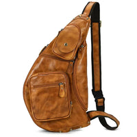 HKM-320595 Retro Genuine Leather Chest Bag for Outdoor Travel and Leisure Activities