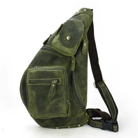 HKM-320595 Retro Genuine Leather Chest Bag for Outdoor Travel and Leisure Activities