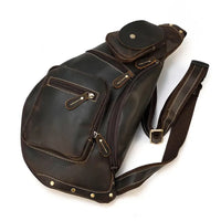 HKM-320595 Retro Genuine Leather Chest Bag for Outdoor Travel and Leisure Activities