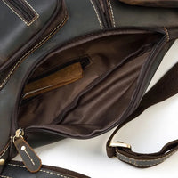HKM-320595 Retro Genuine Leather Chest Bag for Outdoor Travel and Leisure Activities