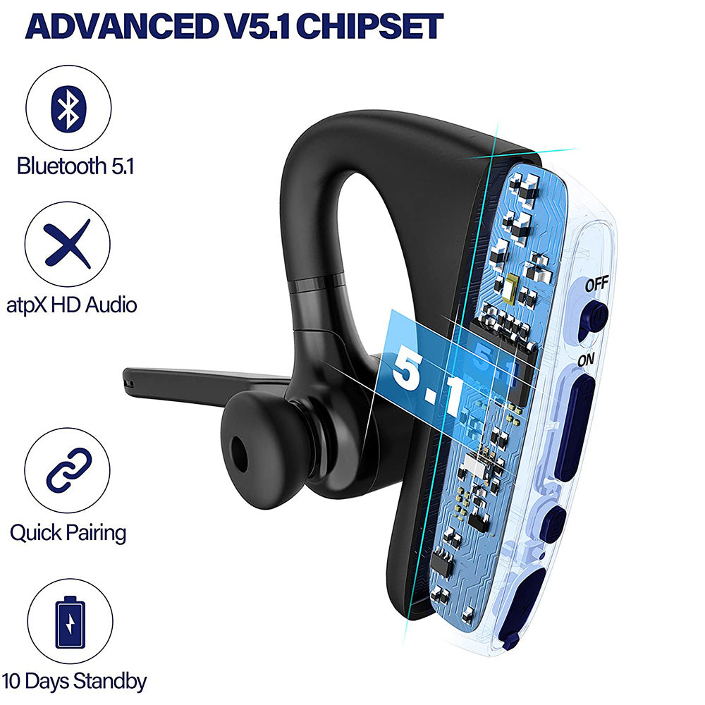 KTX-753491 Bluetooth Wireless Headset with Noise Cancellation and Long Battery Life