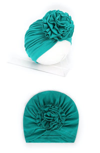 HKM-970067 Bloom Flower Knot Headband for Toddlers - Elastic Infant Turban Beanie Cap, Soft Cotton Blend, Fall & Winter Wear