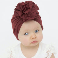 HKM-970067 Bloom Flower Knot Headband for Toddlers - Elastic Infant Turban Beanie Cap, Soft Cotton Blend, Fall & Winter Wear