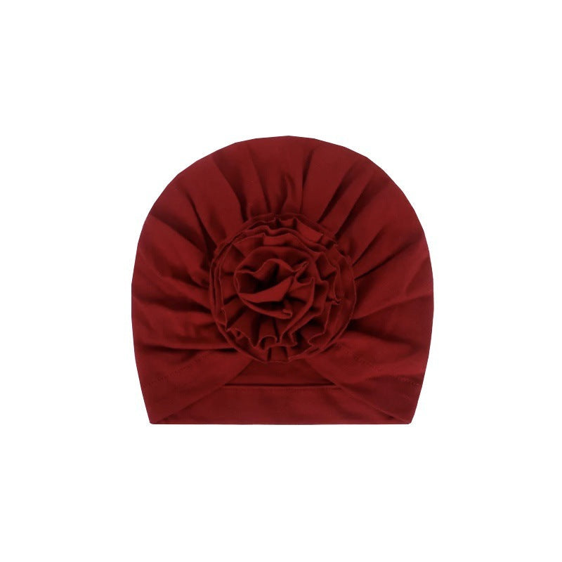 HKM-970067 Bloom Flower Knot Headband for Toddlers - Elastic Infant Turban Beanie Cap, Soft Cotton Blend, Fall & Winter Wear