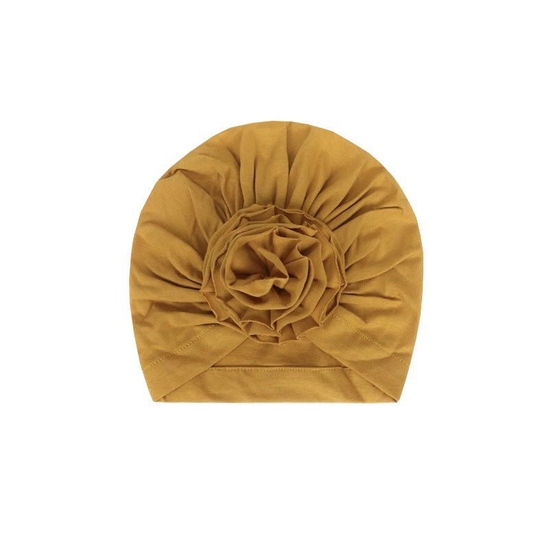 HKM-970067 Bloom Flower Knot Headband for Toddlers - Elastic Infant Turban Beanie Cap, Soft Cotton Blend, Fall & Winter Wear