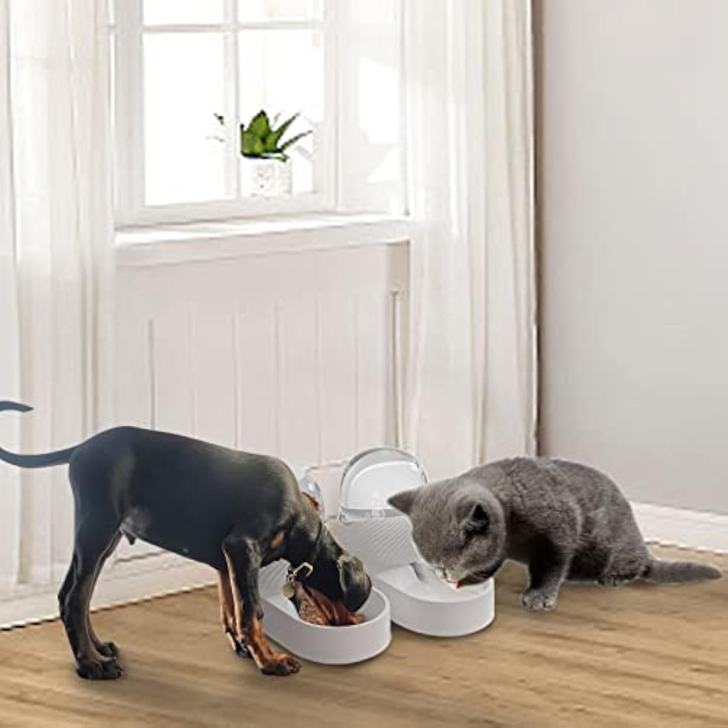 HKM-874835 Automatic Cat Feeder and Water Dispenser Set - 2L Capacity, BPA-Free Plastic, Easy to Clean, Ideal for Cats and Small Pets