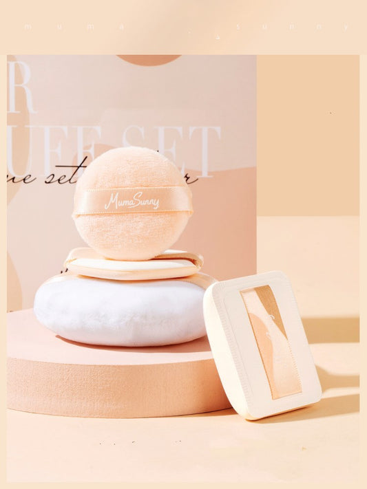 HKM-593299 Base Makeup Companion Puff Set for Adults - Versatile Makeup Application Tools in Yellow
