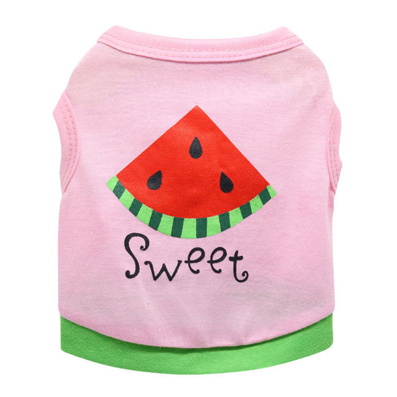 HKM-638931 Cotton Jersey Pink Watermelon Print Vest for Pets - Stylish and Comfortable