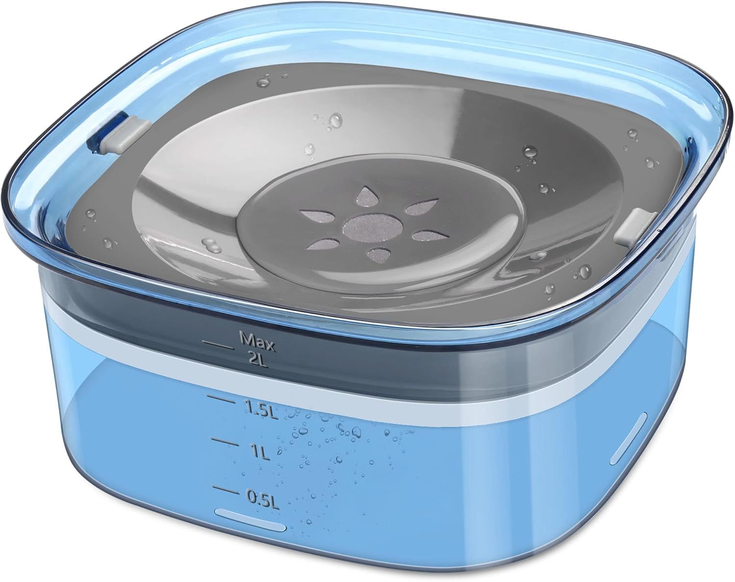 HKM-840915 2L No Spill Dog Water Bowl - Large Capacity Slow Feeder with Anti-Splash Design for Messy Drinkers and Cats