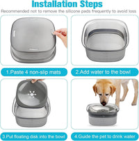 HKM-840915 2L No Spill Dog Water Bowl - Large Capacity Slow Feeder with Anti-Splash Design for Messy Drinkers and Cats