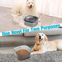 HKM-840915 2L No Spill Dog Water Bowl - Large Capacity Slow Feeder with Anti-Splash Design for Messy Drinkers and Cats