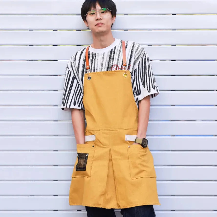 KTX-258515 Sleeveless Cowboy Apron for Home and Work - Eco-Friendly Fabric, Multiple Colours Available