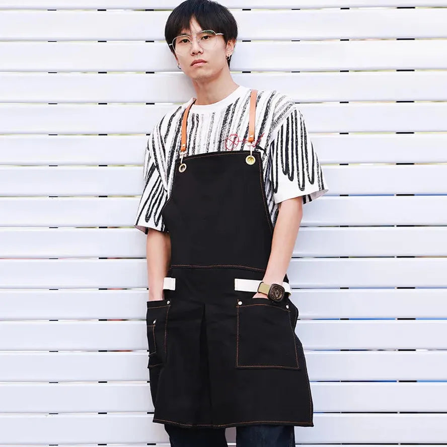 KTX-258515 Sleeveless Cowboy Apron for Home and Work - Eco-Friendly Fabric, Multiple Colours Available