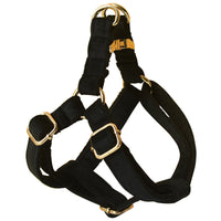 HKM-236947 Black Flannel Dog Harness with Gold Buckle - Adjustable Polyester Pet Chest Strap for Sizing Options S to XL